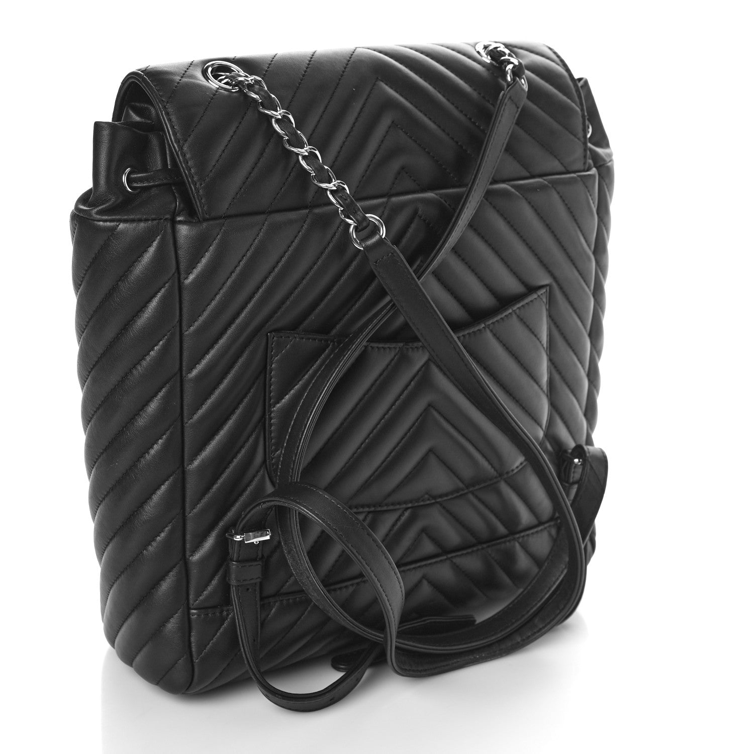 Chanel Calfskin Chevron Quilted Large Urban Spirit Backpack Black 3 of 9