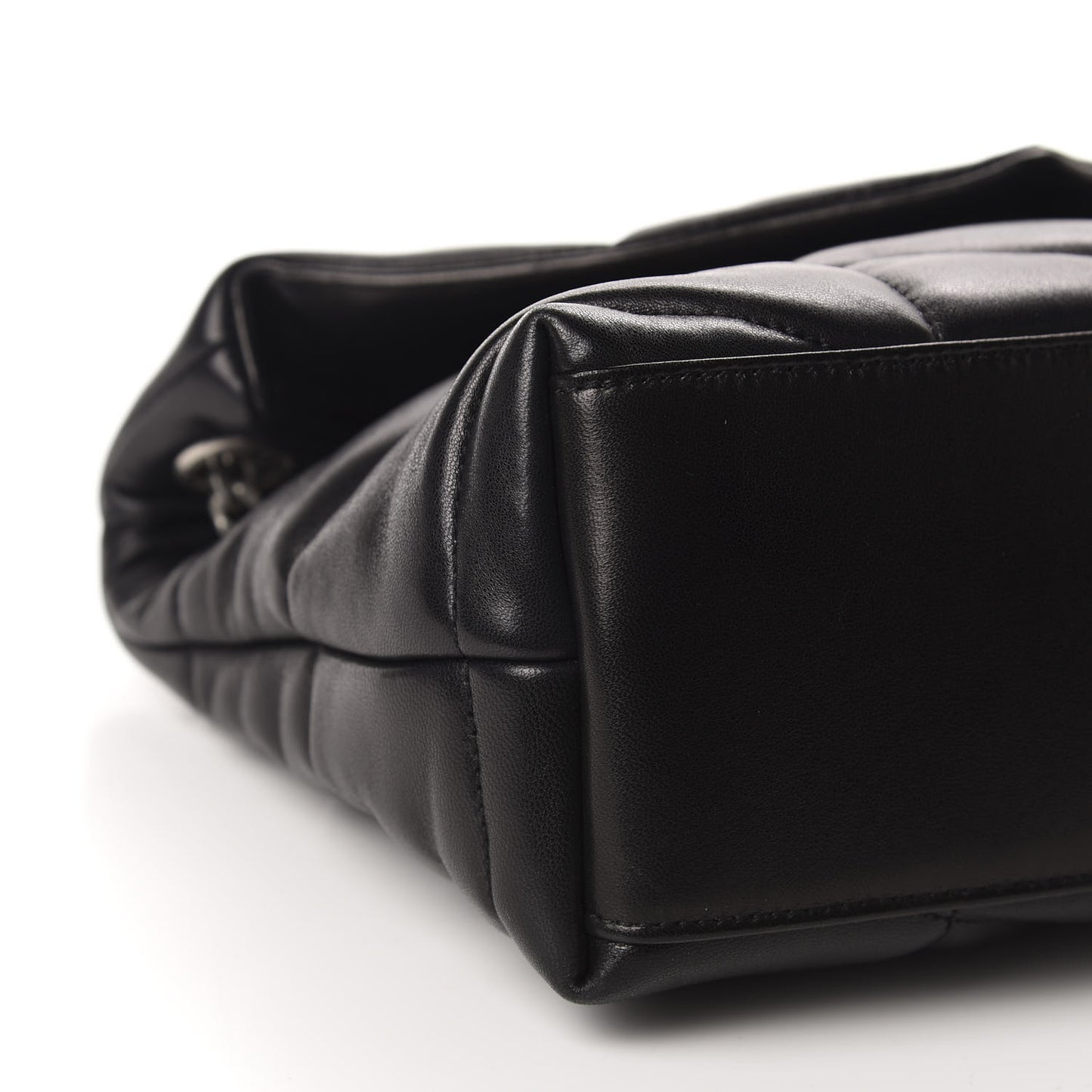 Lambskin Quilted Small Loulou Puffer Monogram Chain Satchel Black