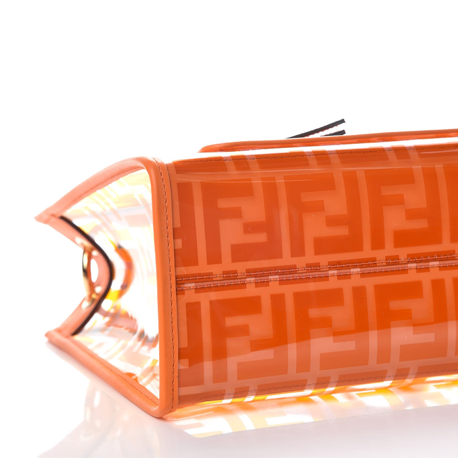 Fendi TPU FF Vitello Century Plexiglass Small Runaway Shopper Tote Aranciata 5 of 9