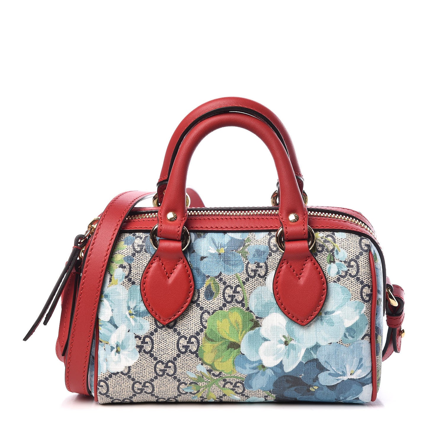 GG Supreme Monogram Blooms Mini Boston Navy Blue Hibiscus