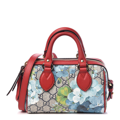 Gucci GG Supreme Monogram Blooms Mini Boston Navy Blue Hibiscus 1 of 9
