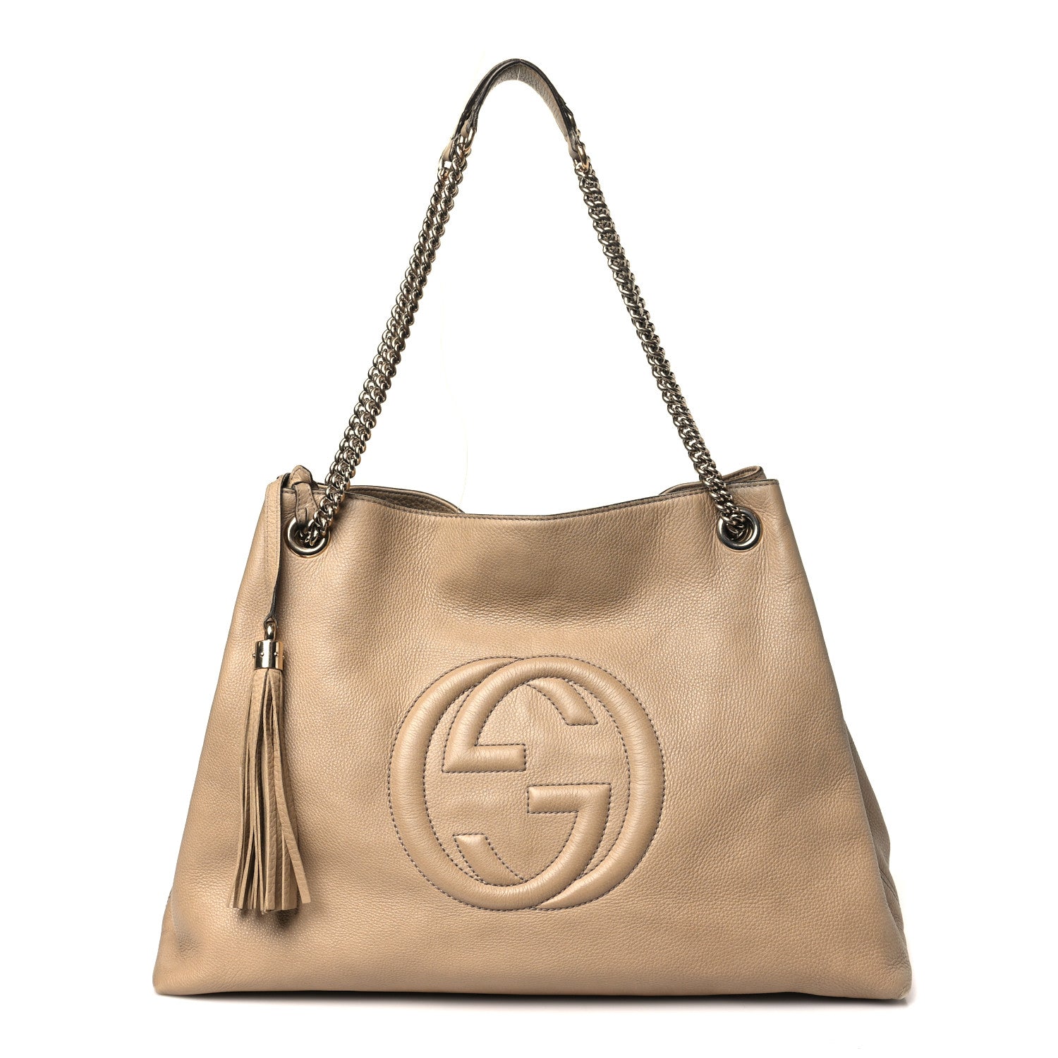 Gucci Pebbled Calfskin Large Soho Chain Shoulder Bag Nude 1 of 16