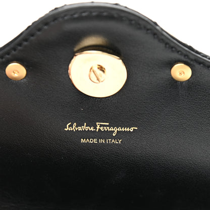 Salvatore Ferragamo Calfskin Quilted Gancini Mini Bag Black 6 of 12