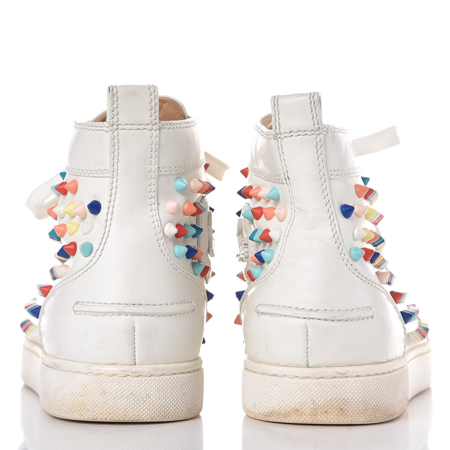 Calfskin Louis Spikes Flat Sneakers 40 White Multi