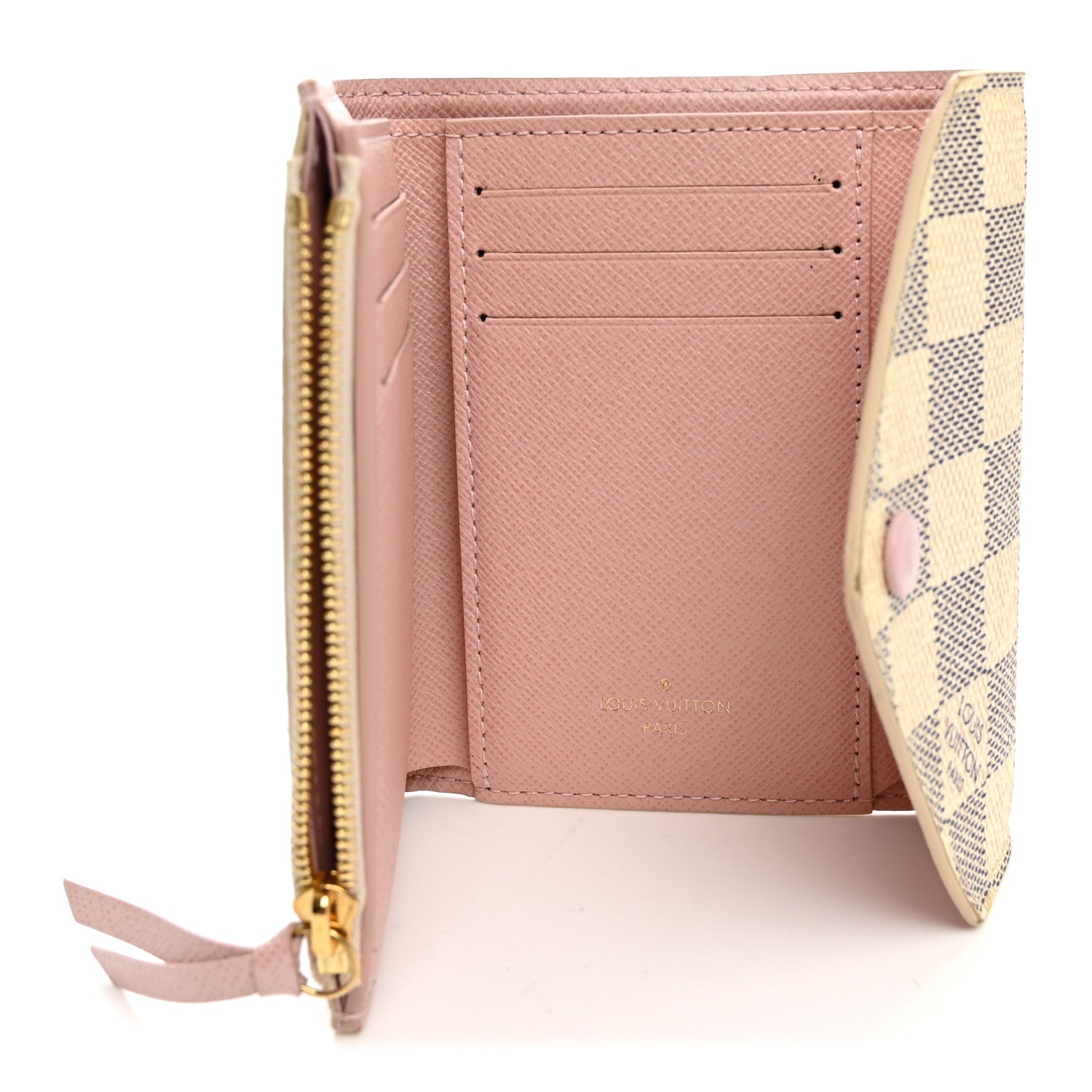 Louis Vuitton Damier Azur Victorine Wallet Rose Ballerine 5 of 8