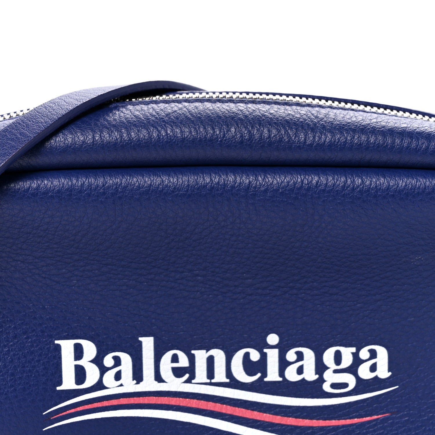 Balenciaga Calfskin Political Campaign Logo S Everyday Camera Bag Bleu 8 of 10