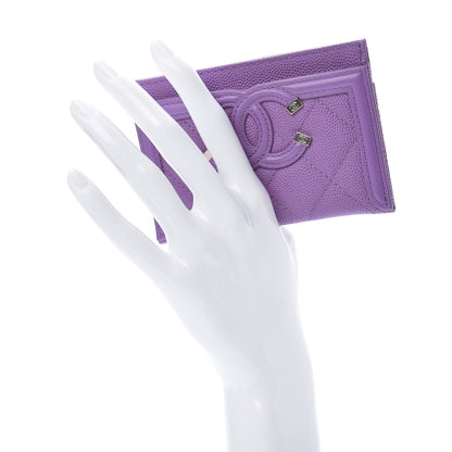 Chanel Caviar Quilted Filigree Card Holder Purple 2 of 9