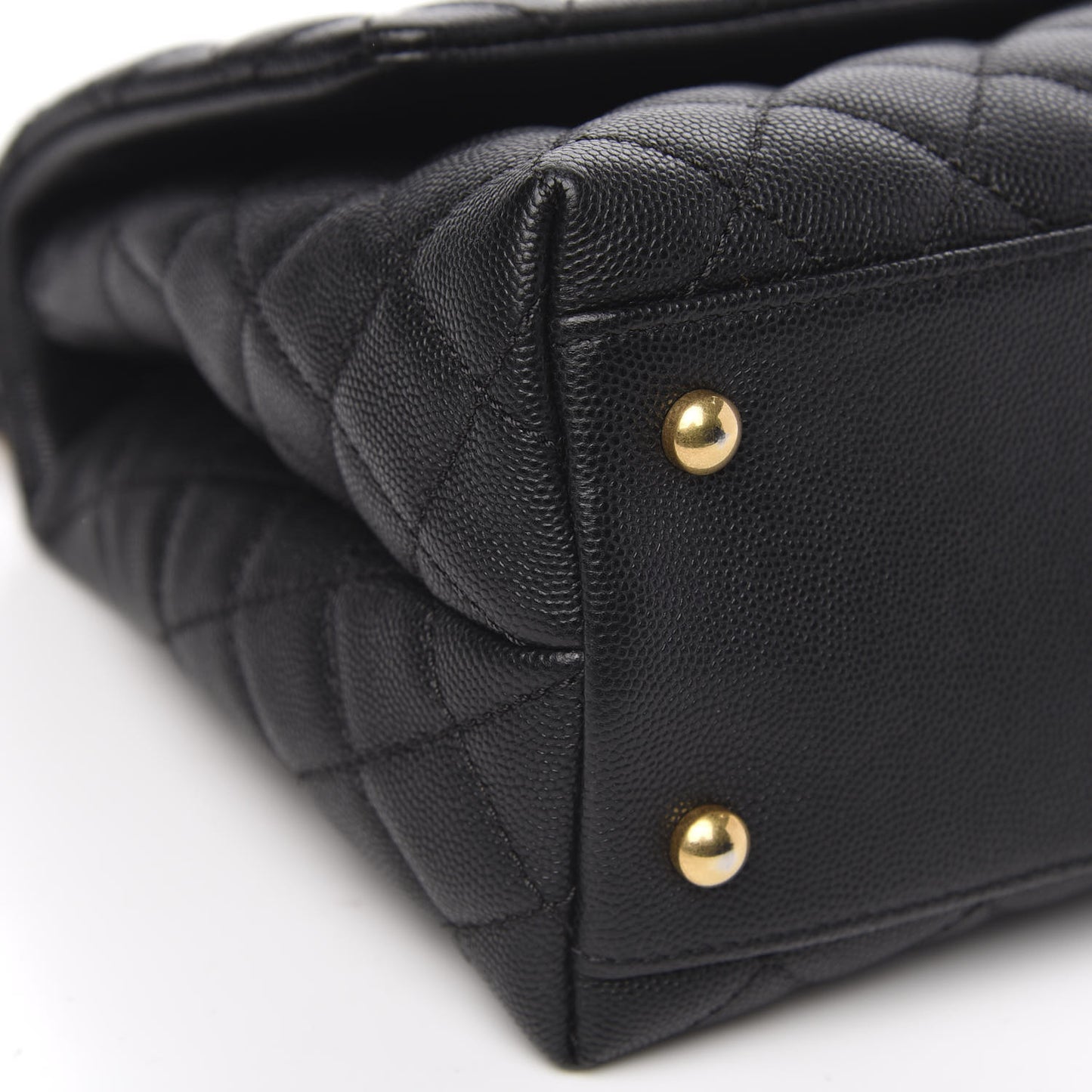 Caviar Lizard Embossed Quilted Small Coco Handle Flap Black