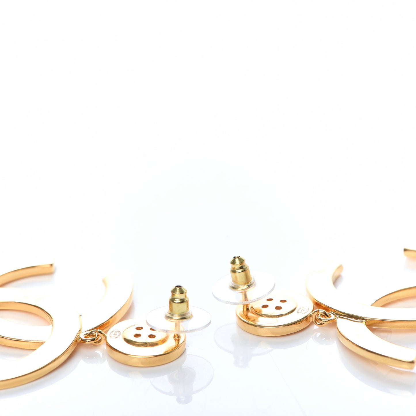 Metal Large Paris Button Earrings Gold