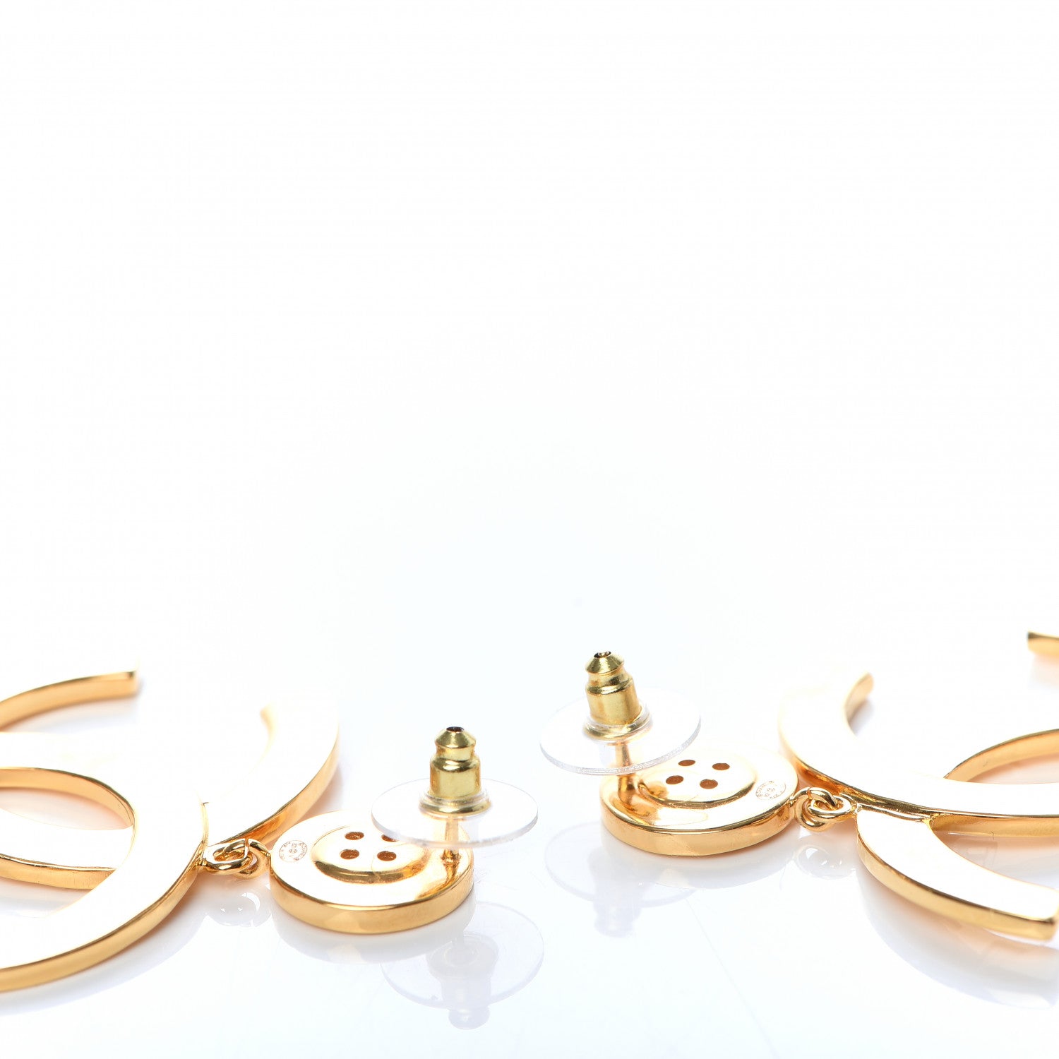 Chanel Metal Large Paris Button Earrings Gold 3 of 5