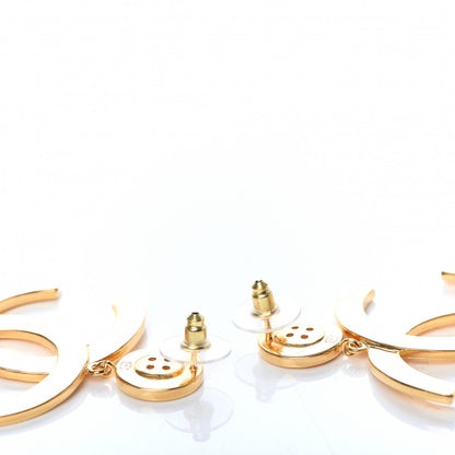 Chanel Metal Large Paris Button Earrings Gold 3 of 5