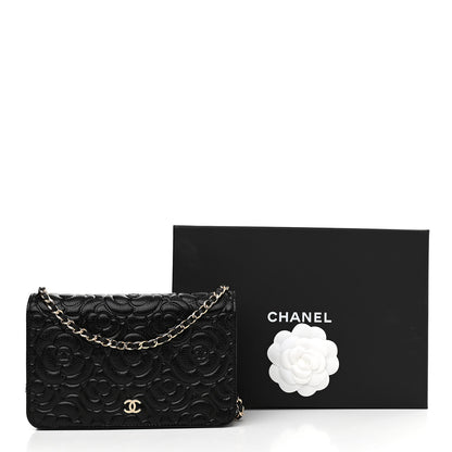 Chanel Caviar Camellia Embossed Wallet On Chain WOC Black 11 of 11