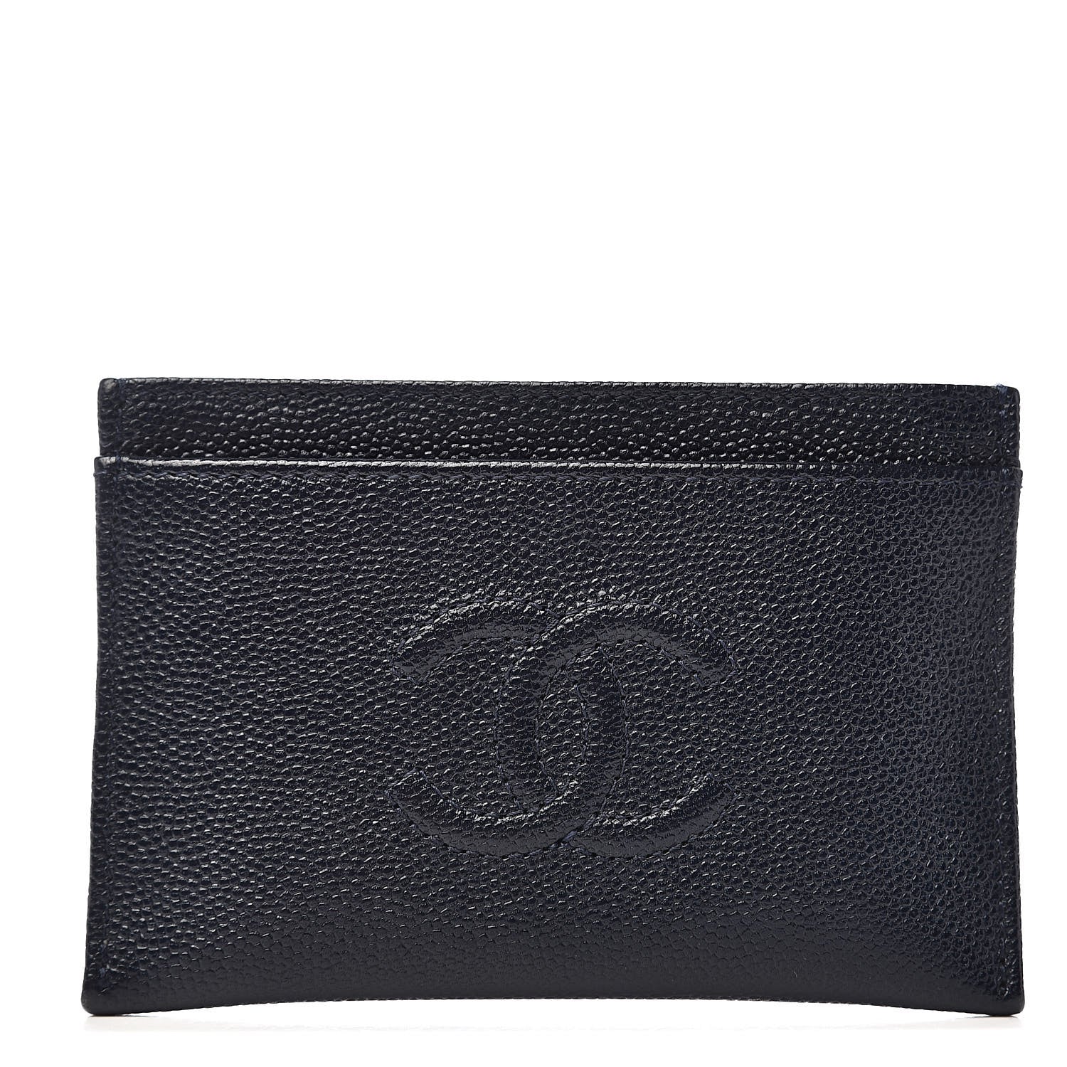 Chanel Caviar Timeless CC Card Holder Wallet Navy 1 of 9