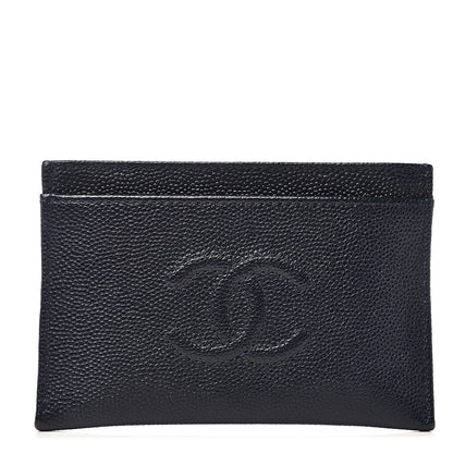 Chanel Caviar Timeless CC Card Holder Wallet Navy 1 of 9