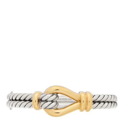David Yurman Sterling Silver 18K Yellow Gold 11mm Thoroughbred Loop Bracelet 1 of 4