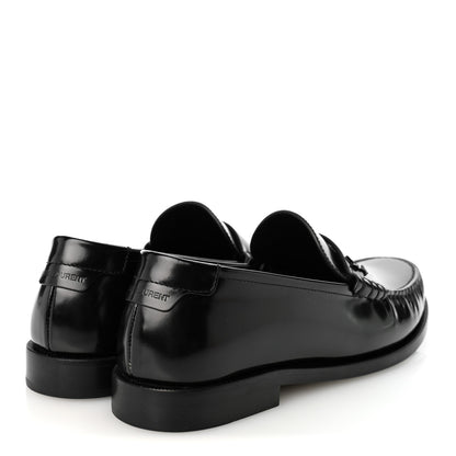 Saint Laurent Glazed Calfskin Le Loafer 15 Penny Slippers 38.5 Black 9 of 20