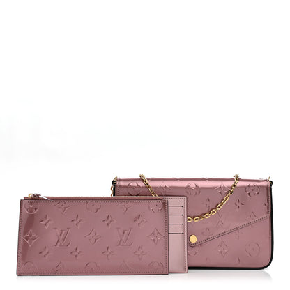 Louis Vuitton Vernis Pochette Felicie Chain Wallet Metallic Pale Pink 3 of 12