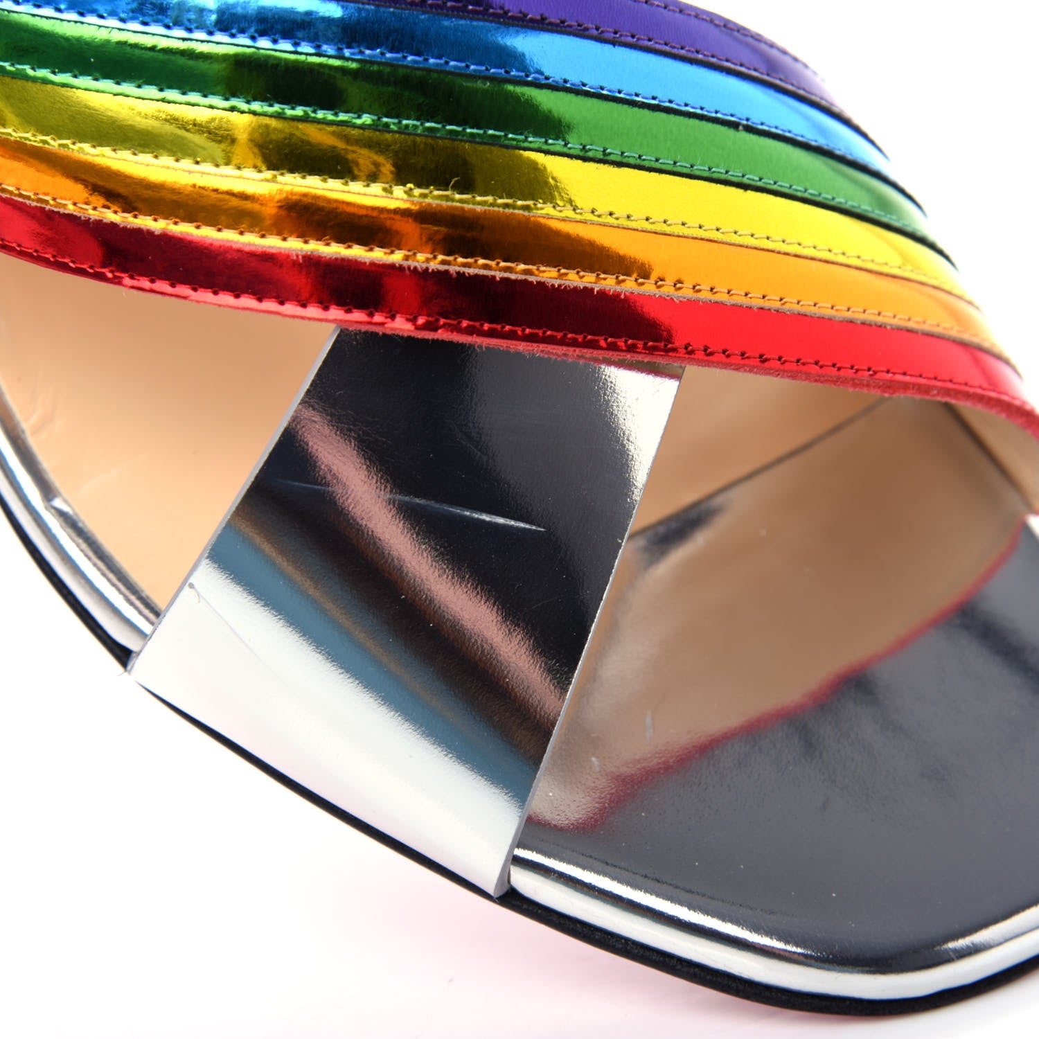 Christian Louboutin Metallic Calfskin Rainbow Arkenmule 55 Slide Sandals 39.5 Silver Multicolor 11 of 11
