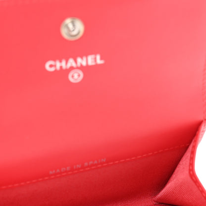 Chanel Patent Quilted Card Holder Wallet Red 5 of 10