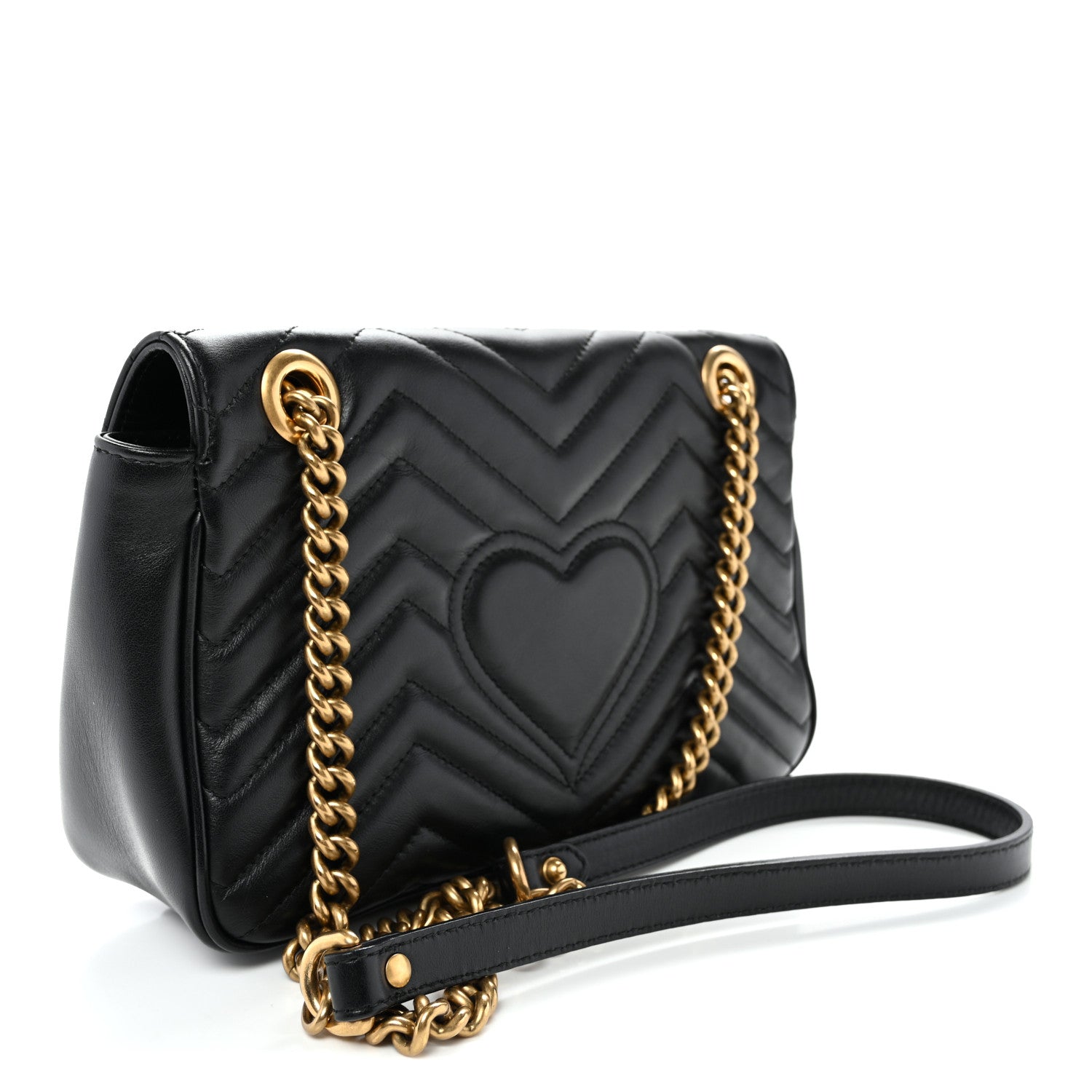 Gucci Calfskin Matelasse Small GG Marmont Shoulder Bag Black 4 of 18