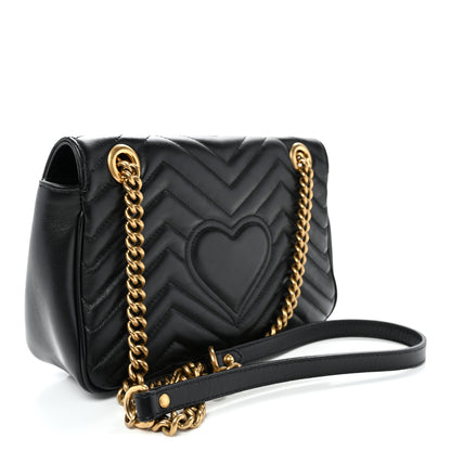 Gucci Calfskin Matelasse Small GG Marmont Shoulder Bag Black 4 of 18