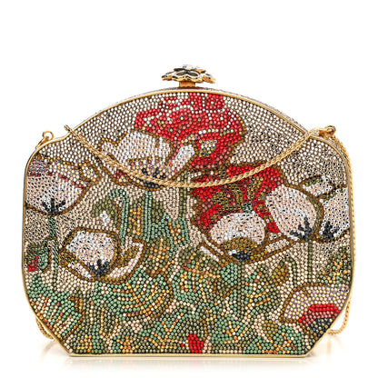 Judith Leiber Swarovski Crystal Flower Minaudiere Clutch Gold 1 of 10