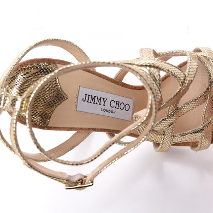 Jimmy Choo Metallic Printed Dehlia Heel Sandals 37.5 Gold 8 of 9
