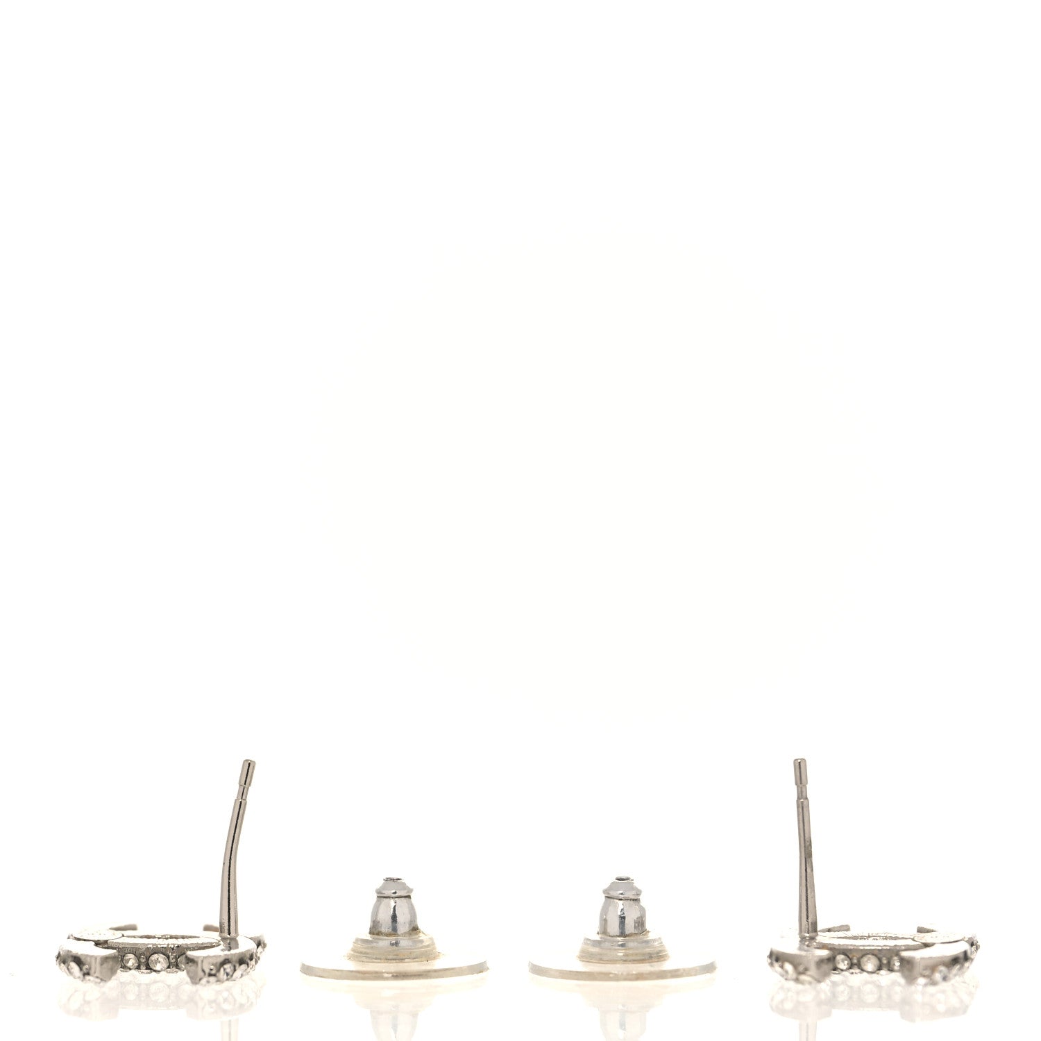 Chanel Crystal CC Earrings Silver 3 of 5