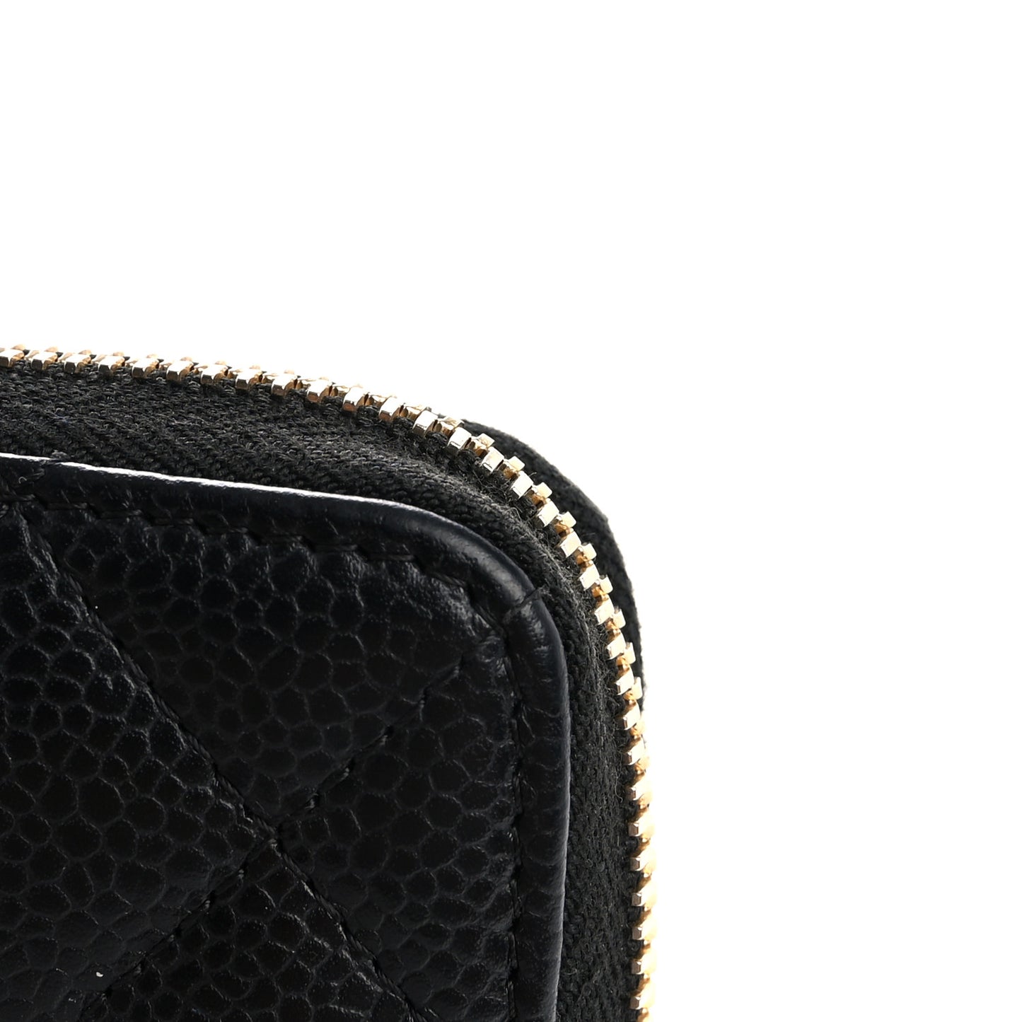 Caviar Quilted Large Gusset Zip Around Wallet Black