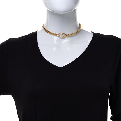 Chanel Crystal Chain Link CC Choker Necklace Gold 2 of 6