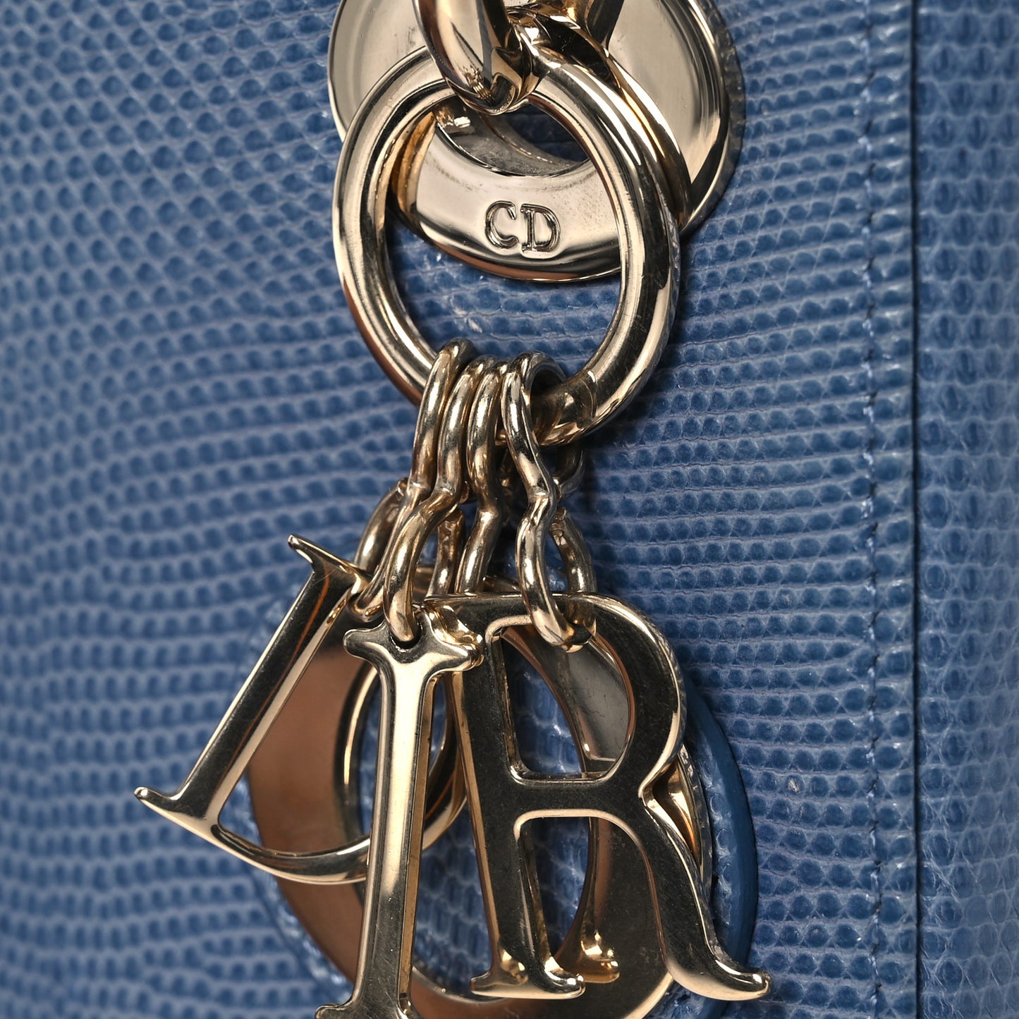 Lizard Mini Lady Dior Blue