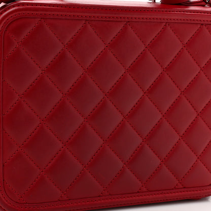 Chanel Lambskin Quilted Medium CC Filigree Vanity Case Dark Red 17 of 25
