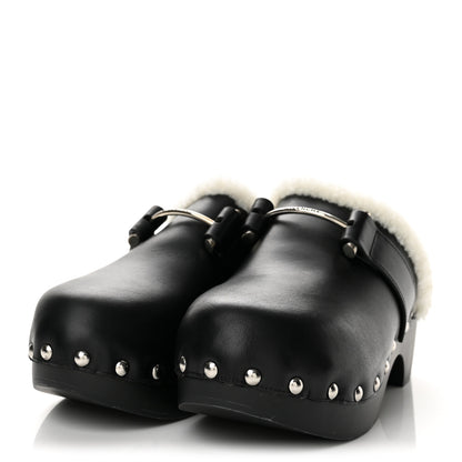 Givenchy Calfskin Shearling Clogs 38 Black White 4 of 9