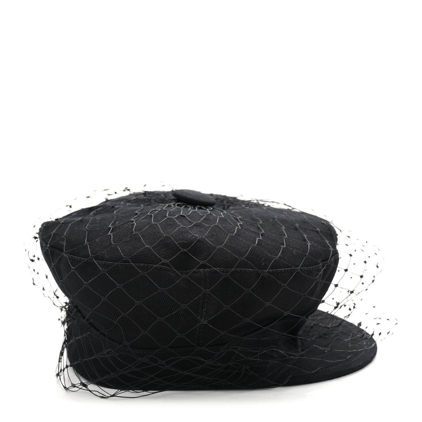Cotton Canvas Arty Beret Cap with Veil 57 Black