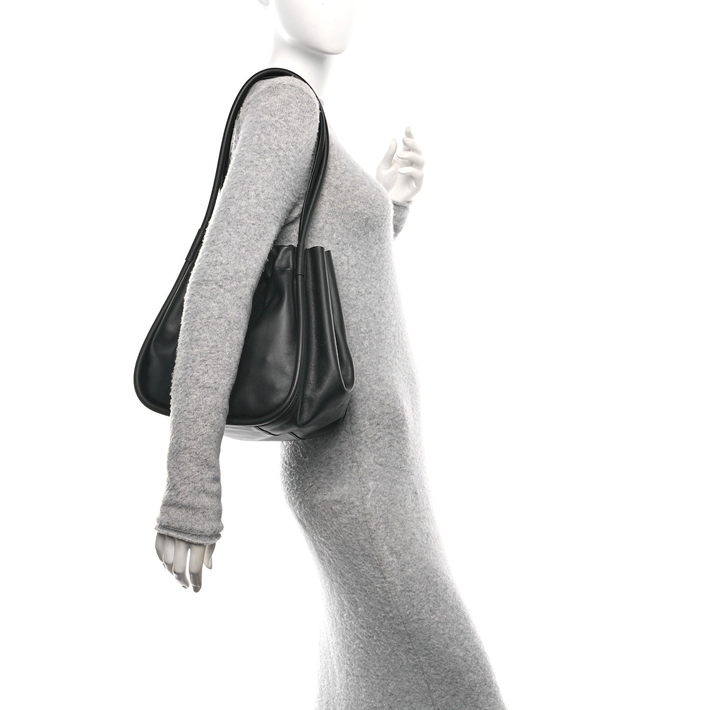 Calfskin Large Ruched Tote Black