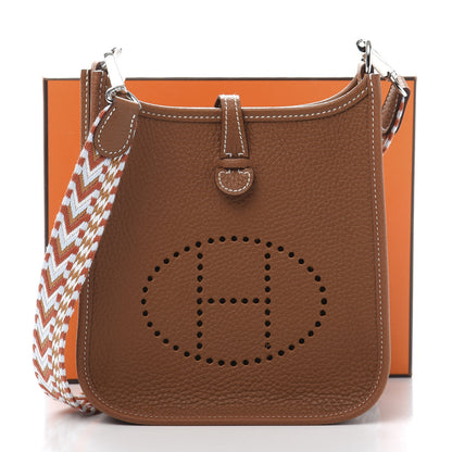 Hermes Taurillon Clemence Allegro Evelyne TPM Gold Cornaline White 11 of 11