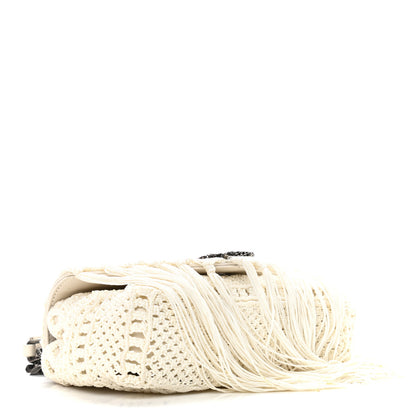 Saint Laurent Calfskin Crochet Baby Monogram Chain Satchel White 4 of 13