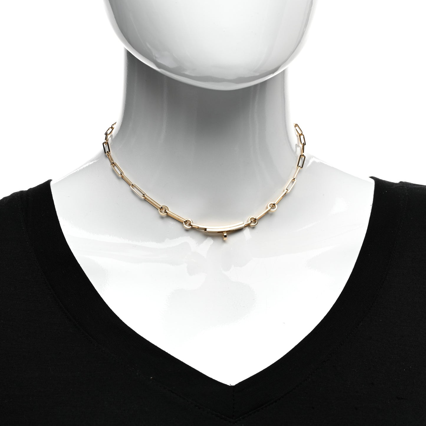 18K Yellow Gold Diamond Kelly Chaine Choker Necklace