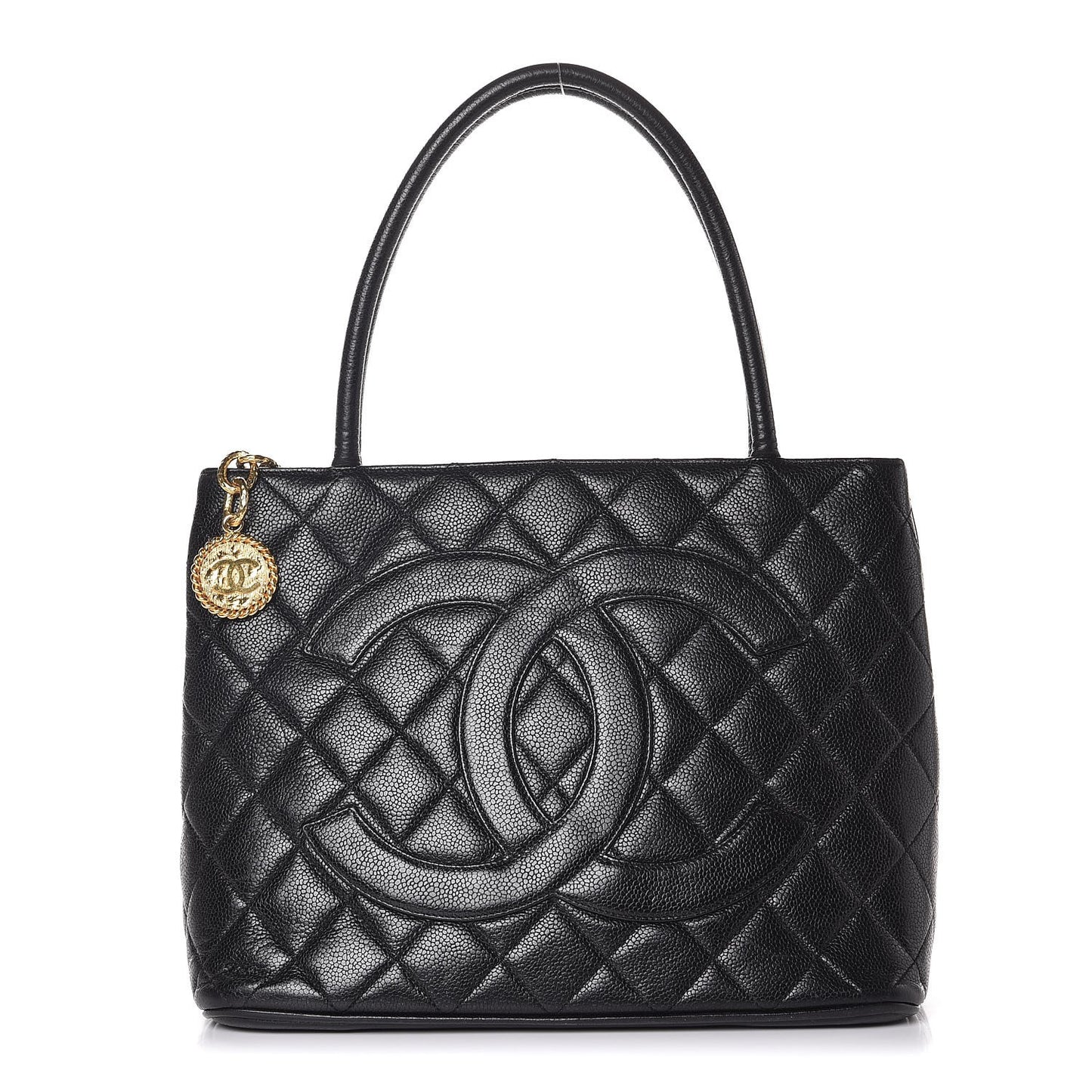 Caviar Quilted Medallion Tote Black