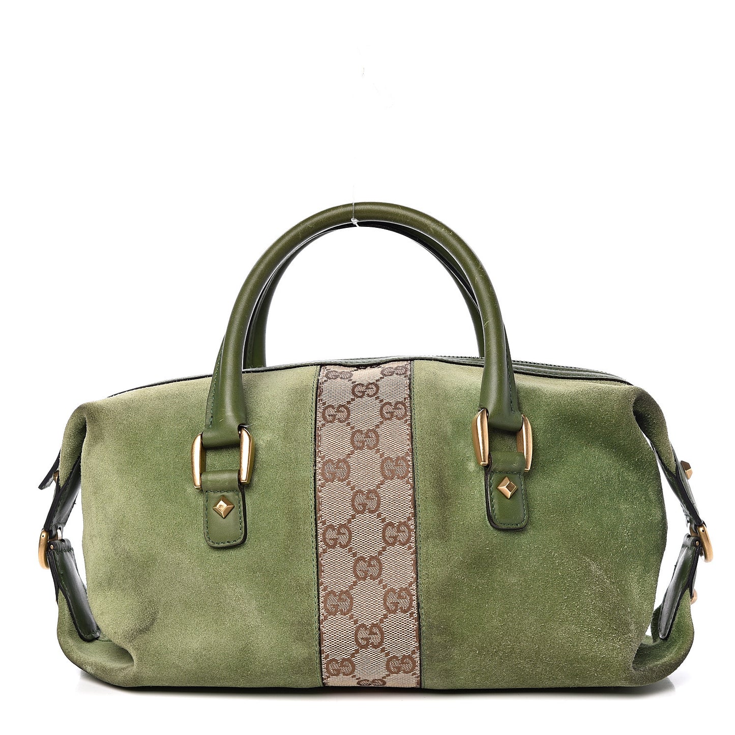 Suede Monogram Small Boston Green