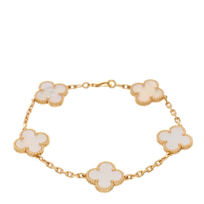 Van Cleef & Arpels 18K Yellow Gold Mother of Pearl 5 Motifs Vintage Alhambra Bracelet 1 of 4