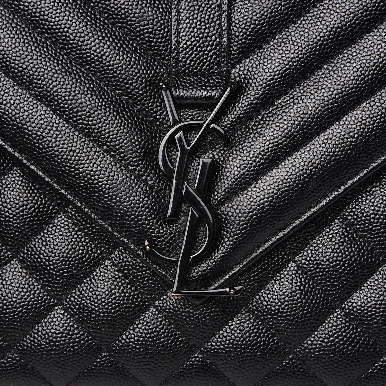 Saint Laurent Grain De Poudre Textured Mixed Matelasse Triquilt Medium Monogram Satchel Black 9 of 9