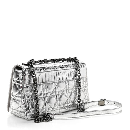 Christian Dior Metallic Calfskin Cannage Medium Caro Bag Argent 3 of 10