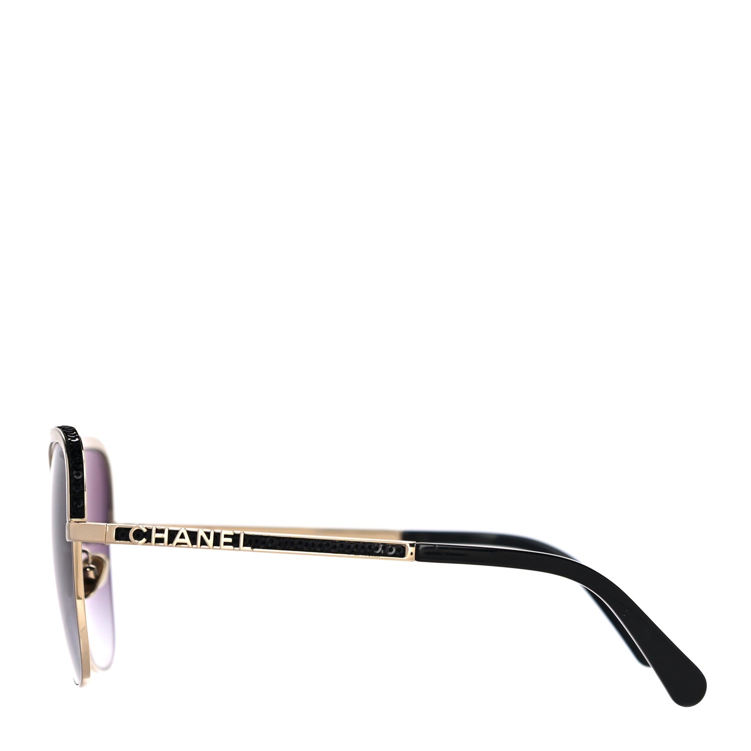 Chanel Square Frame Sequin Sunglasses 4270 Gold Black 2 of 7