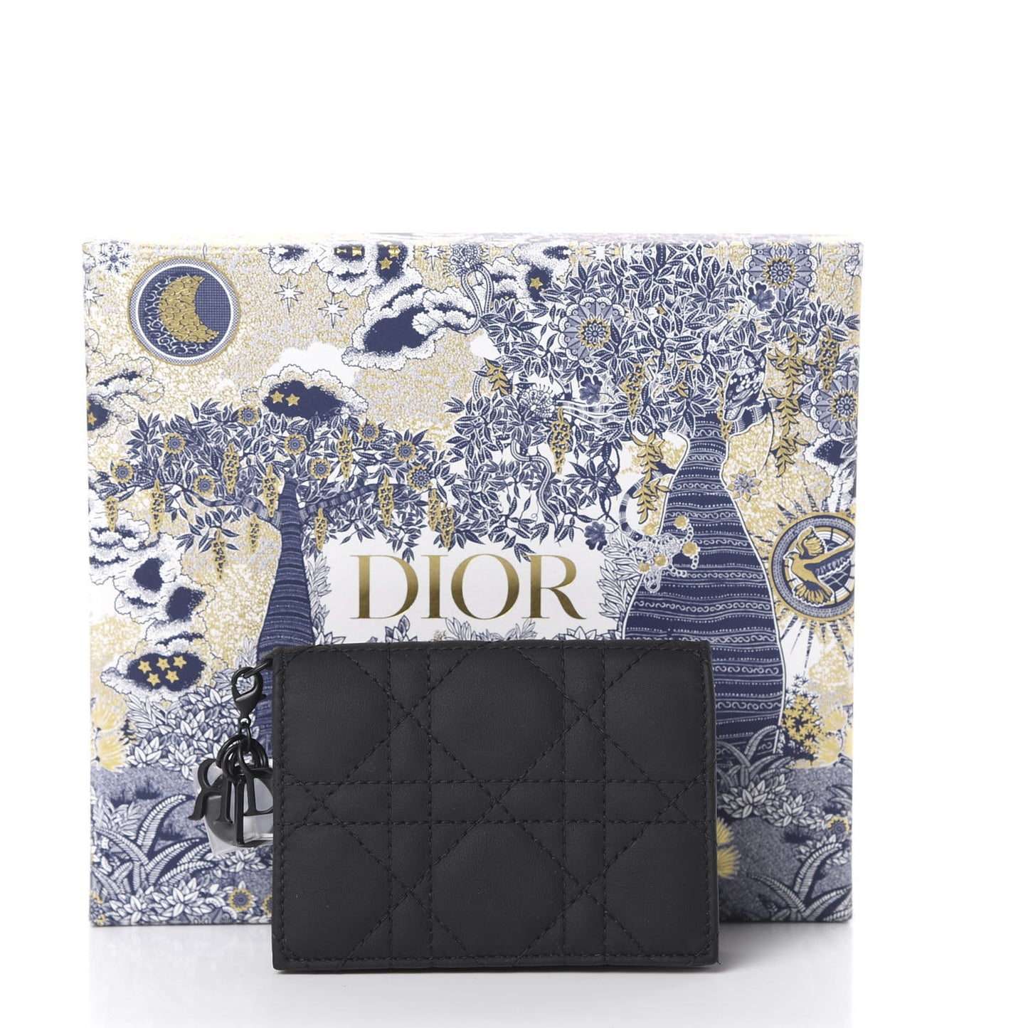 Ultra Matte Calfskin Small Lady Dior Flap Card Holder Black