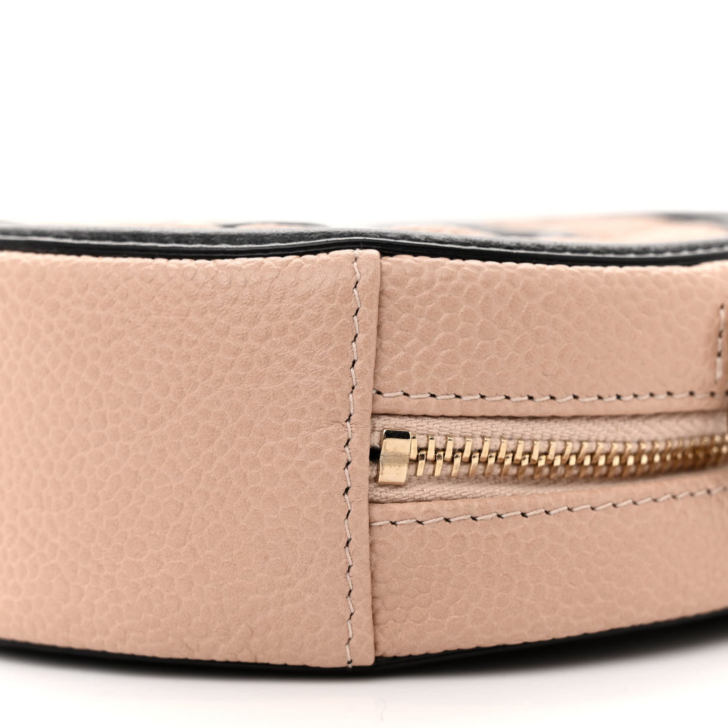 Caviar Quilted Round Filigree Crossbody Beige Black