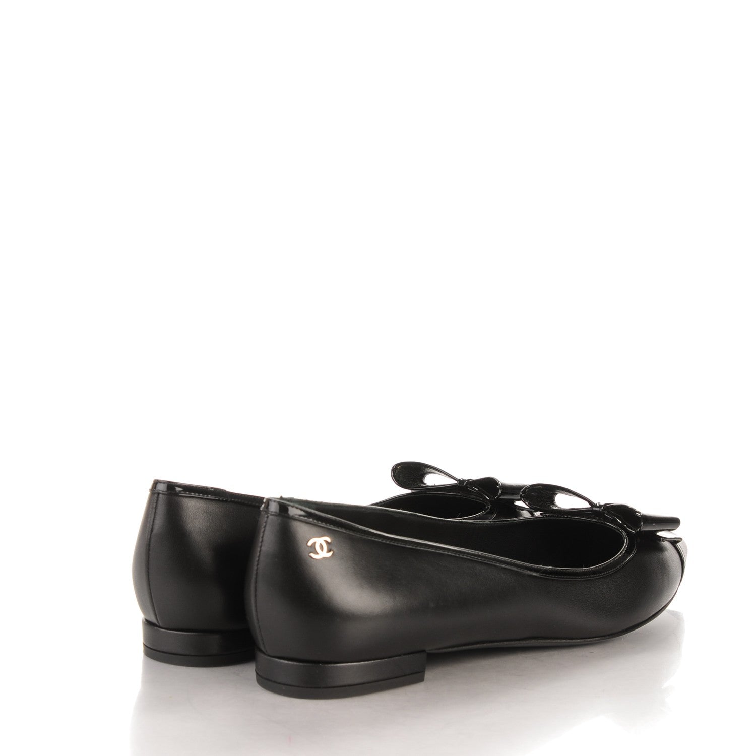 Chanel Lambskin Patent Pointed Toe Ballerina Bow Flats 38.5 Black 4 of 7