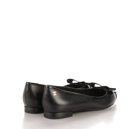 Chanel Lambskin Patent Pointed Toe Ballerina Bow Flats 38.5 Black 4 of 7