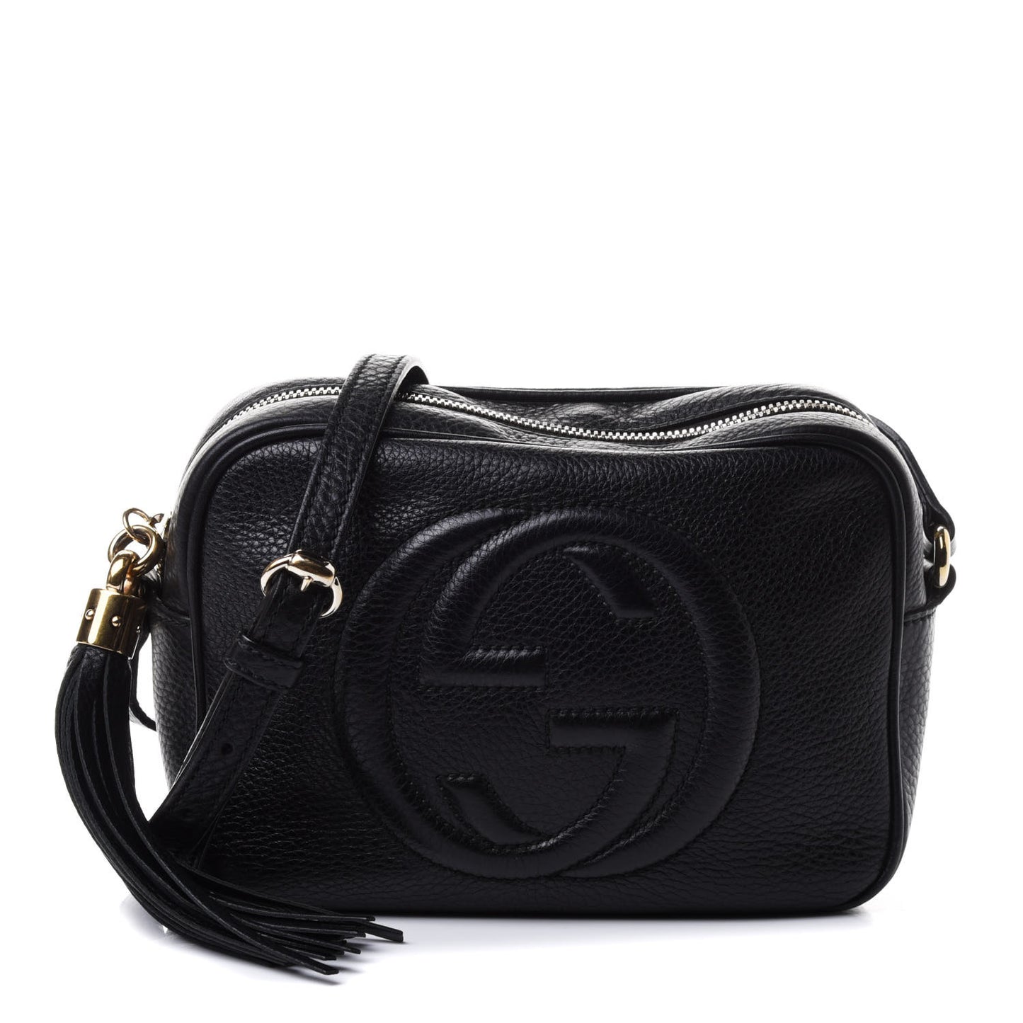 Pebbled Calfskin Small Soho Disco Bag Black