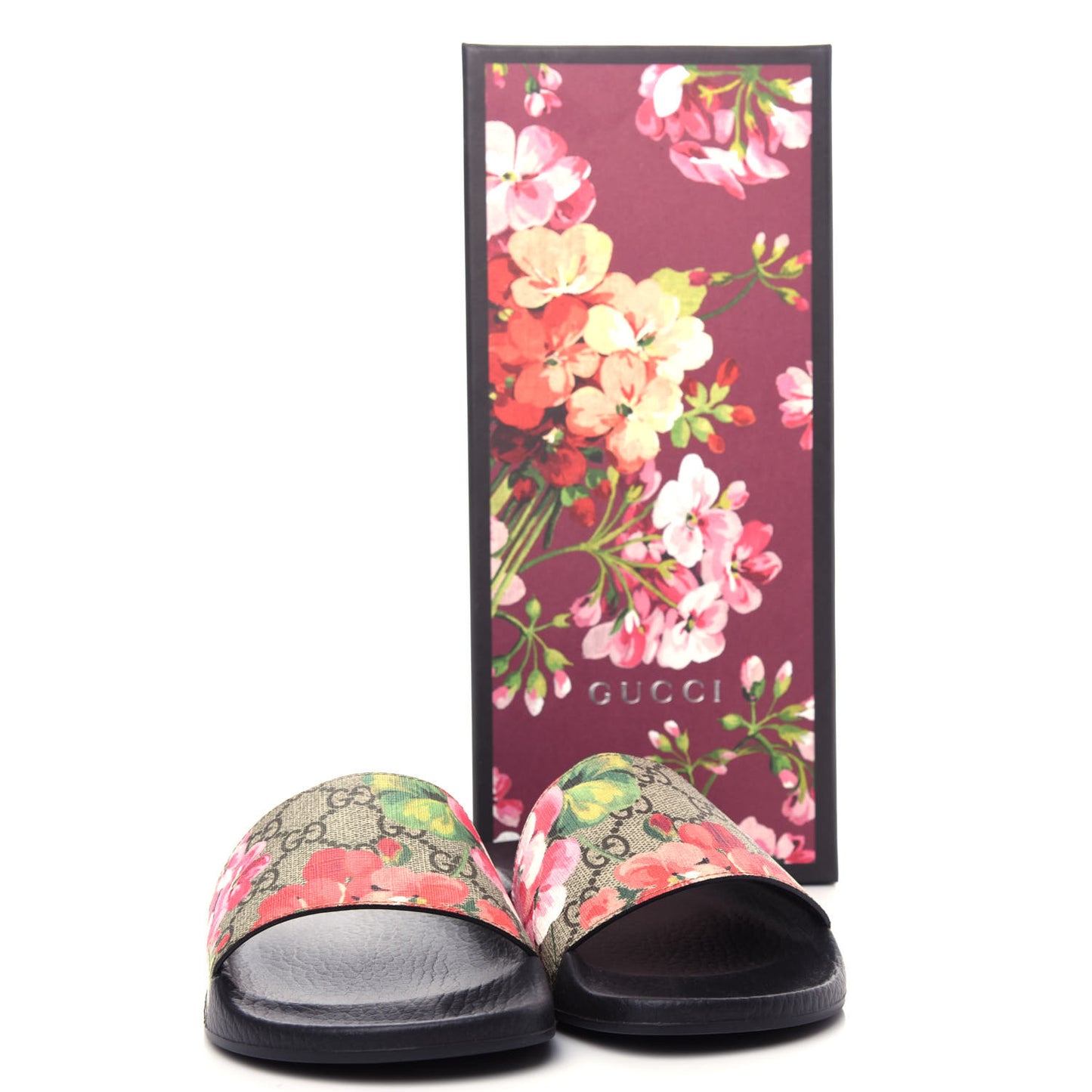 GG Supreme Monogram Blooms Slide Sandals 36 Beige Multicolor